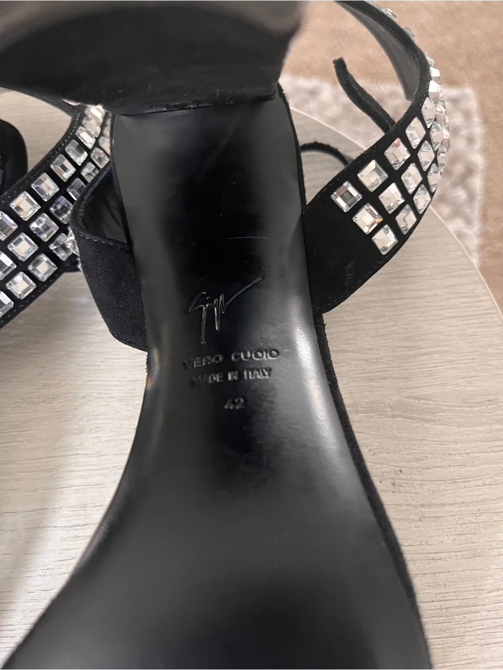 Giuseppe Zanotti Black Crystal-Embellished Block Heels - Picture 5 of 5